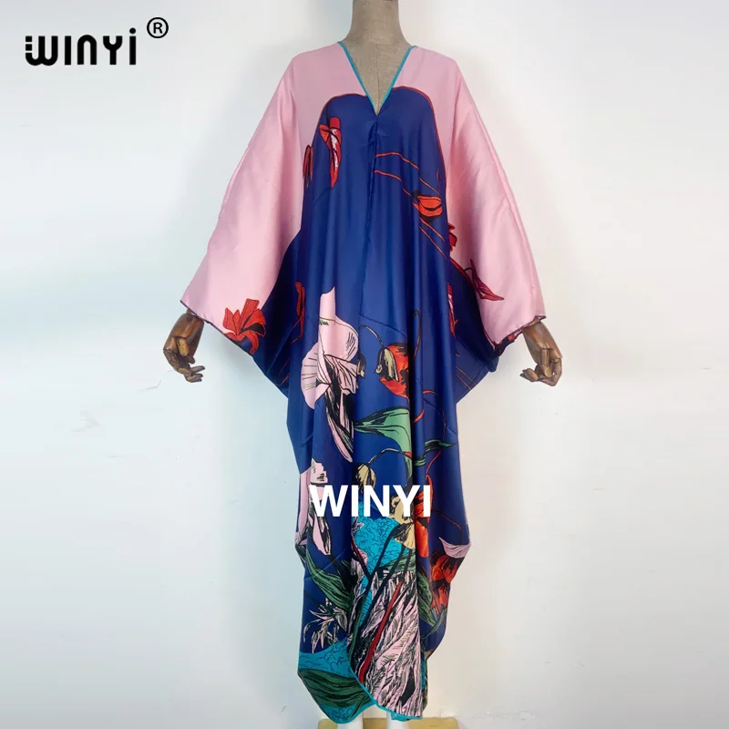 

WINYI 2022 caftan женское модное дизайнерское свободное платье макси летучая мышь длинное летнее пляжное платье