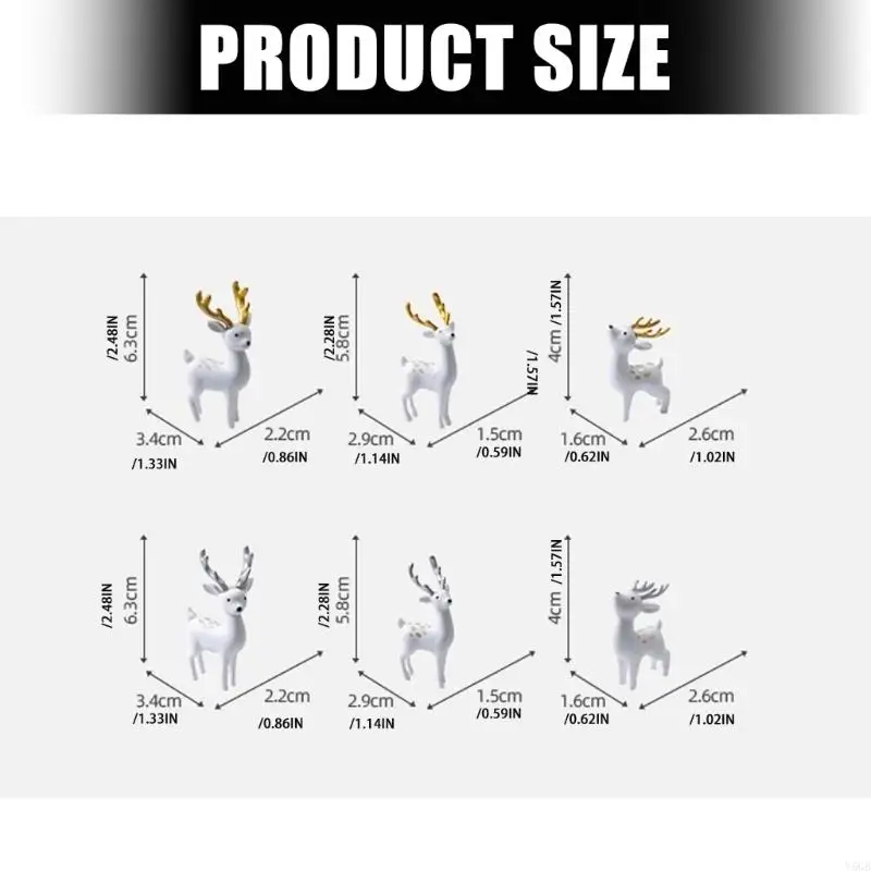 3 Piece Christmas Deer Figurine Set, PVC Mini Display Figures for Holiday Shelves, Mantels, and Village Layouts Y5GB
