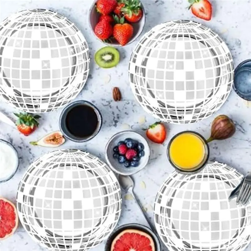 ABJI-Disco Party Supplies Tableware Set Disco Ball Dinner Plate Napkin Fork Disco Birthday Rock Dance Music Party, Durable 150 P view 2