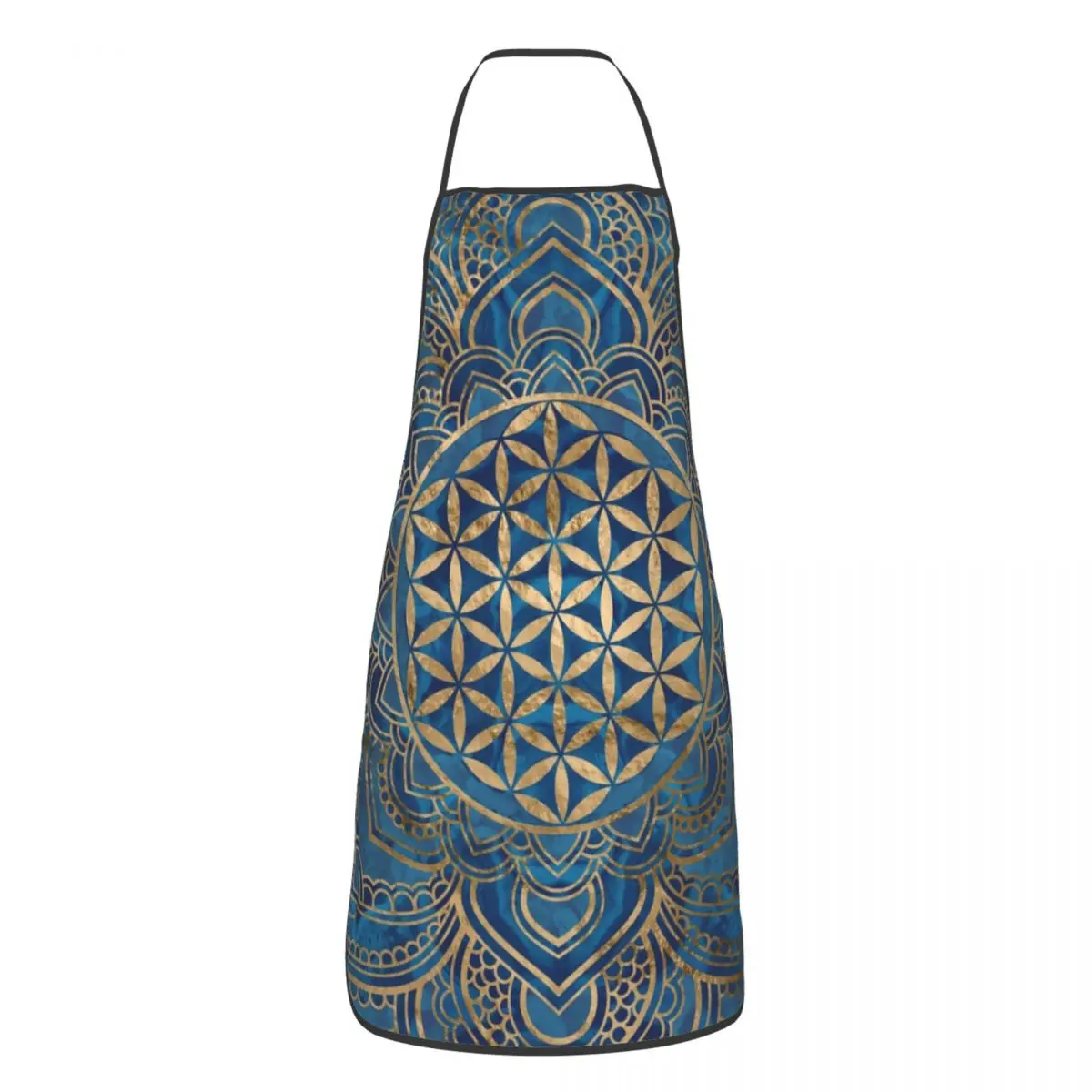 Custom Bib Flower Of Life In Lotus Mandala Aprons Men Women Unisex Adult Chef Kitchen Cooking Buddhism Tablier Cuisine Painting