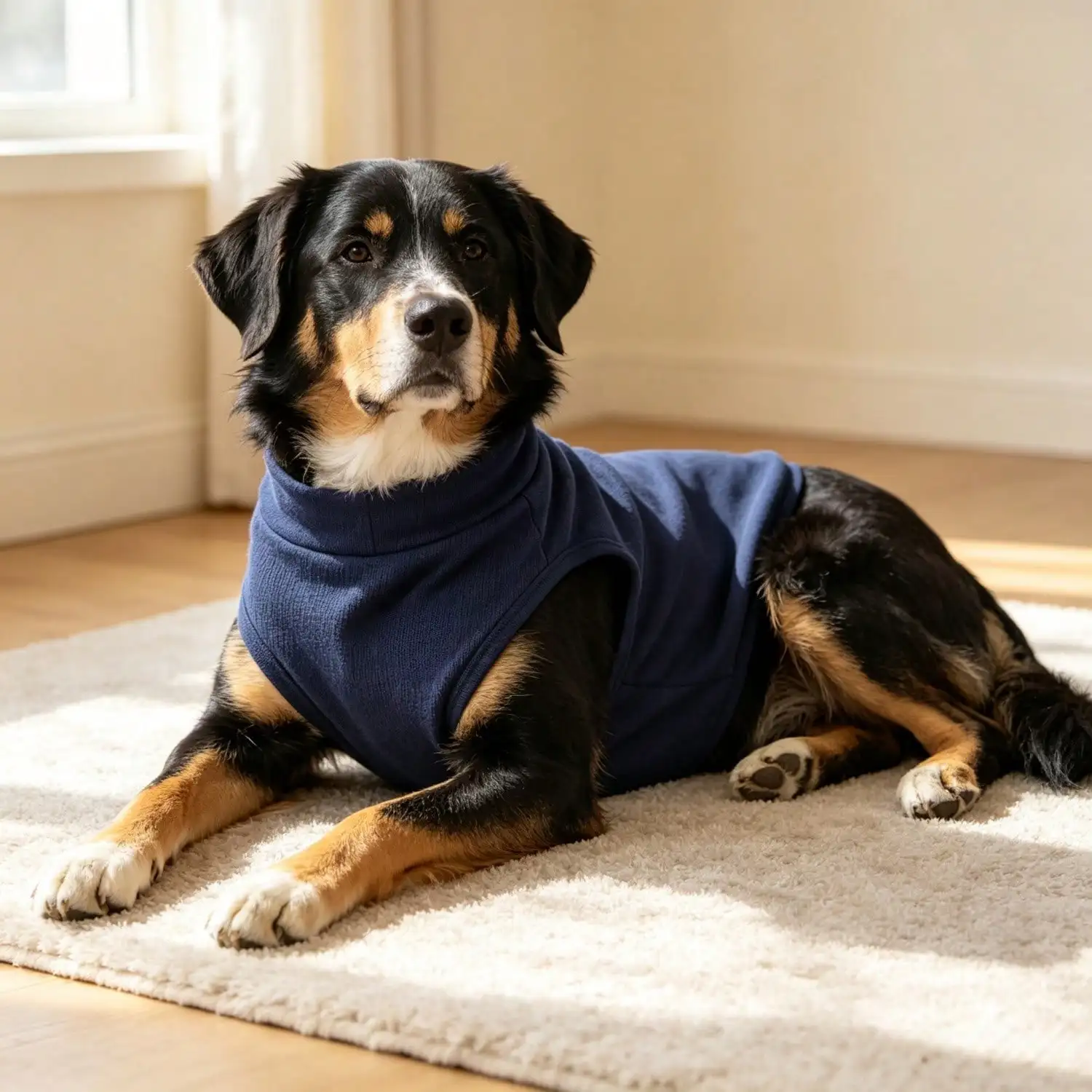 Ärmelloses Rollkragen-Hundeweste für große Hunde, weiche Strickkleidung für Haustiere mit niedlichem Bären-Applikationsaufnäher, warmes Hausoutfit – Detail 40