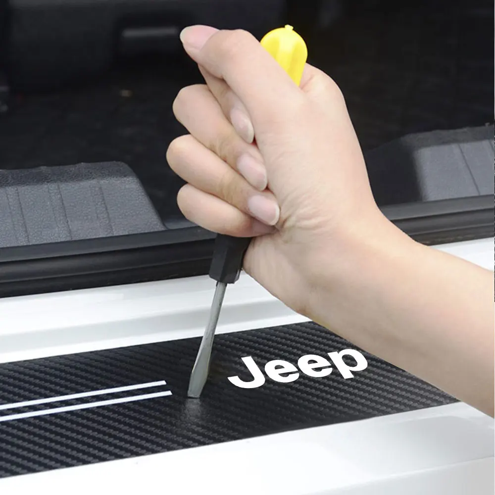 JEEP Car Threshold Strip Anti Stepping Leather Protective Sticker For Jeep Renegade Compass Grand Cherokee Wrangler jk Gladiator