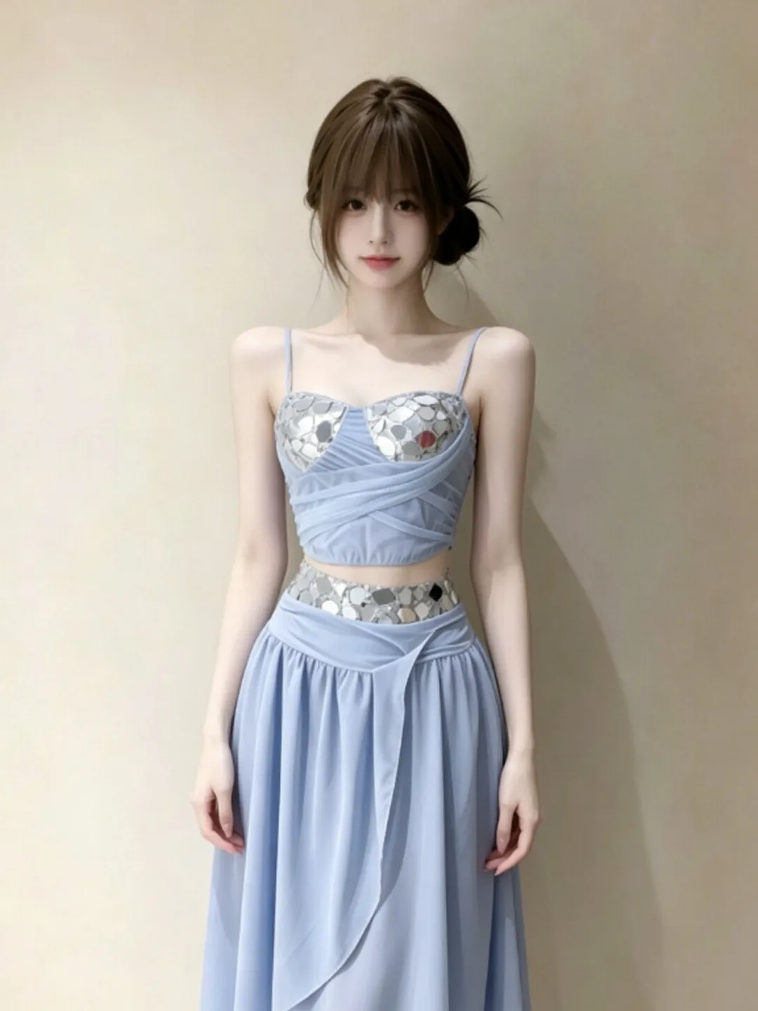 

Gentle Wind Unique Beautiful Halter Top Asymmetrical Skirt Two-Piece Set Complete Summer Outfit Comfortable Fashion Set for W...