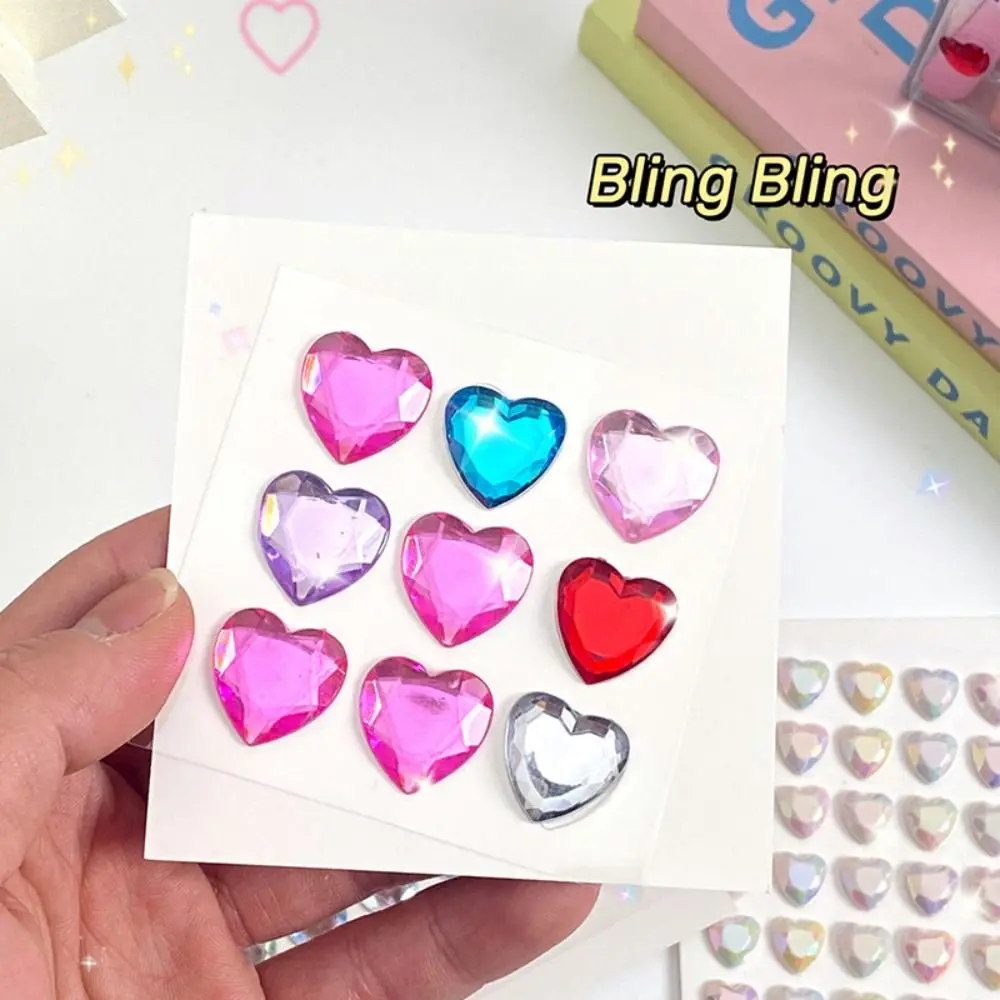 เด็กบัญชีมือนักเรียน 3D คริสตัลเพชรสติกเกอร์ Bling สติกเกอร์ตกแต่ง Love Heart Rhinestone DIY ของเล่นเด็ก