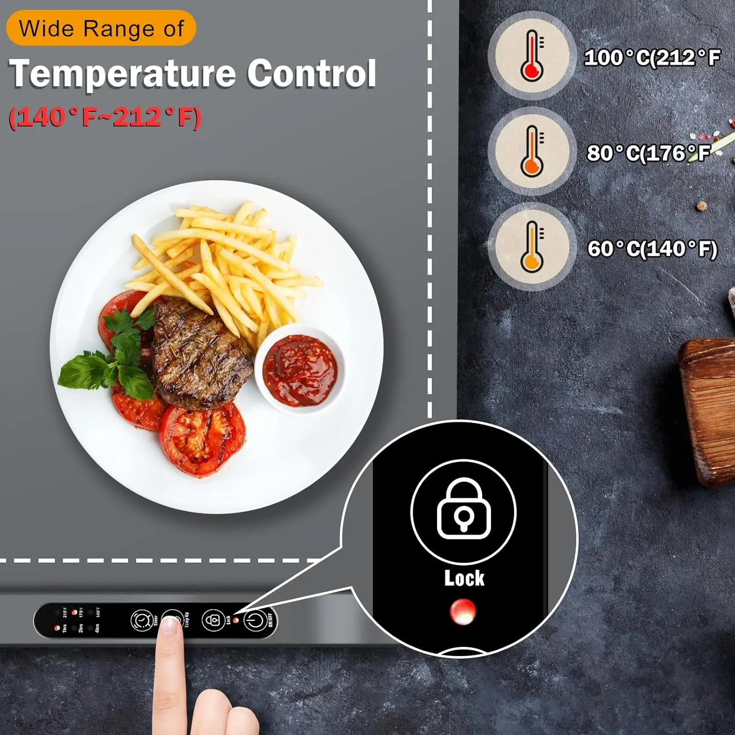 Food Warming Mat - Portable Party Buffet Electric Warming Tray, Foldable Food Warmer, Timed Off, Temperature Adjustable