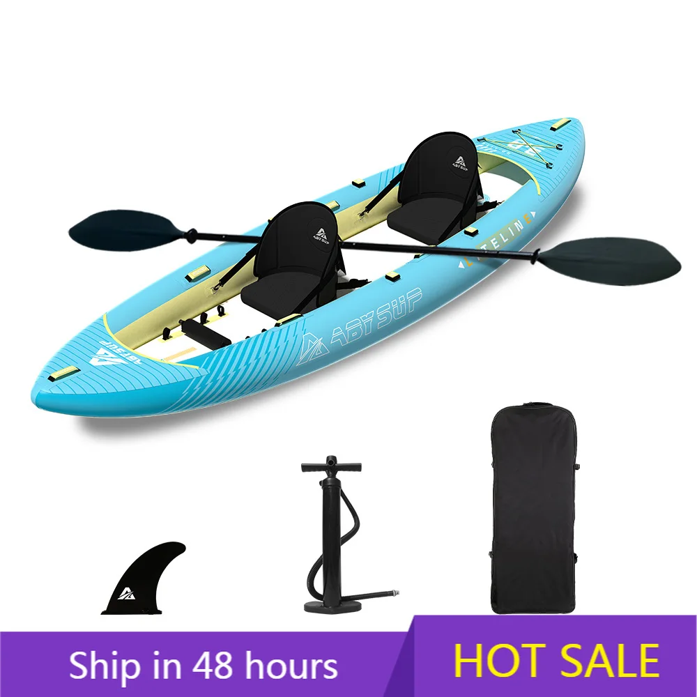 Rigid Drop‑Stitch Floor Inflatable Touring Kayak Stable Canoe with Removable Fins Footrest for Outdoor Water Adventure