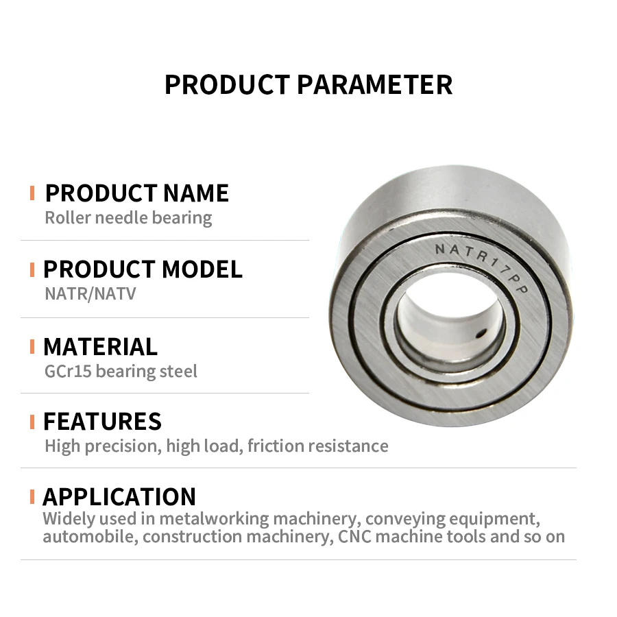 1/2/4PCS Support Roller Needle Roller Bearings NATR NUTR NATV 5/6/8/10/12/15/20/25/30/35/40