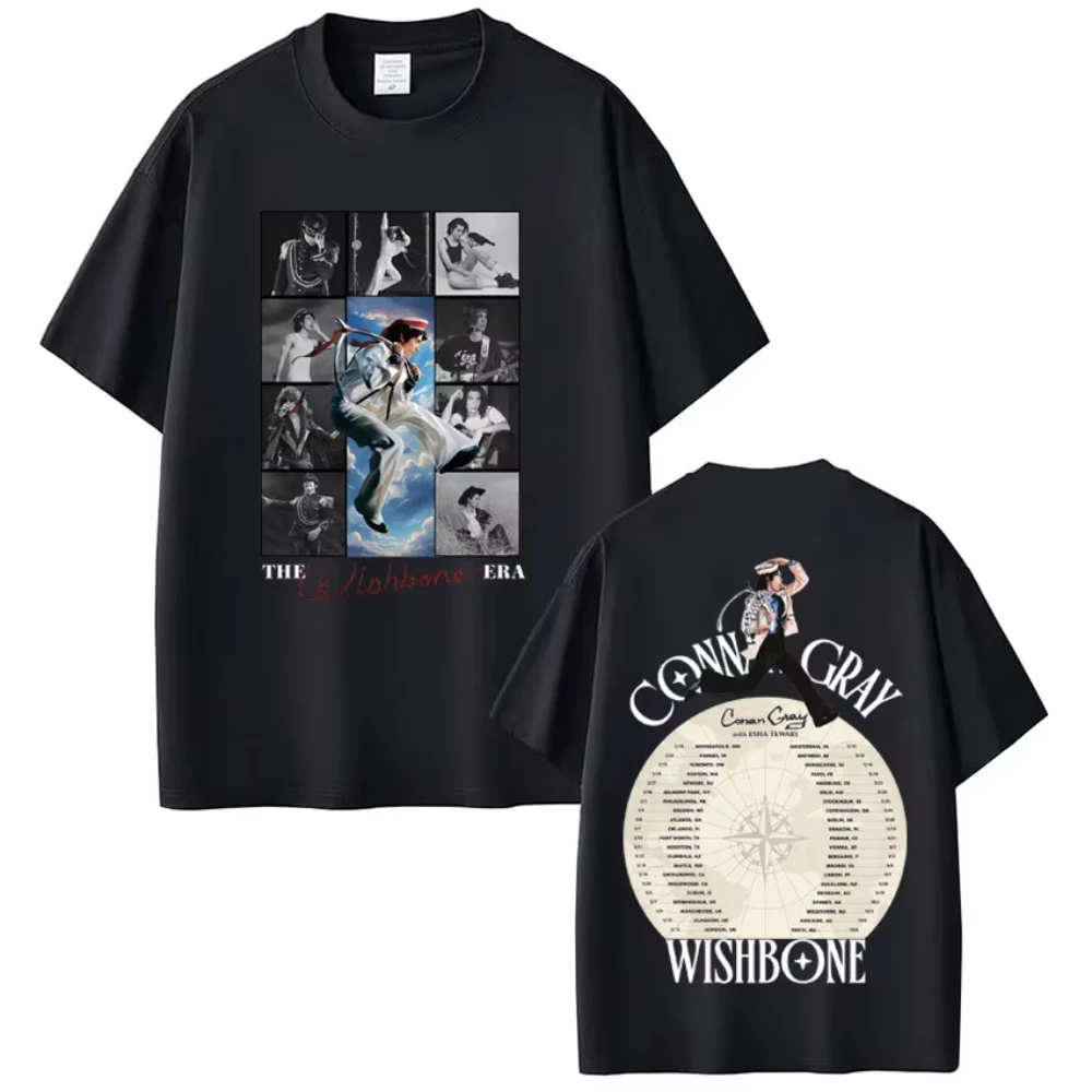 Conan Gray Wishbone World Tour 2026 Print T-shirts Summer Men Women Vintage T-shirts Summer Cotton Harajuku Casual T-shirts Tops