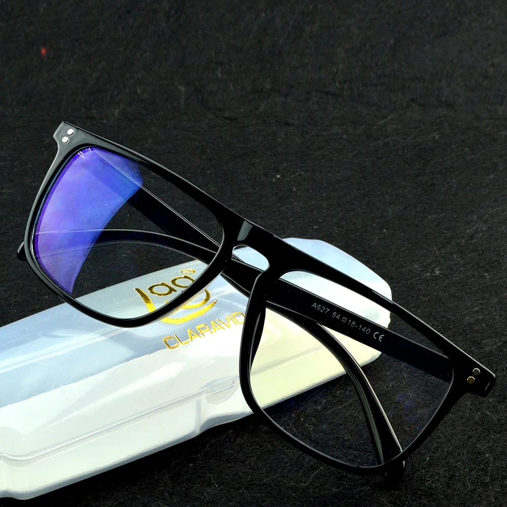 Clara Vida Black Large Frame Acetate Men Optical Frame Eyeglasses