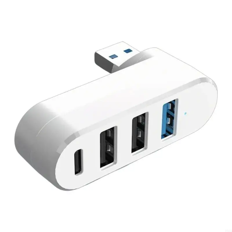 193A 4 Port USB Hub USB Splitter Powered Data Port 180° Degree Rotatable USB Extender for PC Keyboards Laptop Printer Mouse