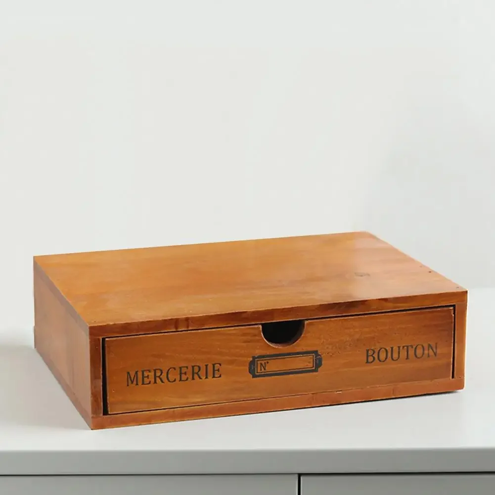 Practical Wood Box Rectangular Storage Box Reusable Space-saving Vintage Drawer Dresser Cosmetics Organizer