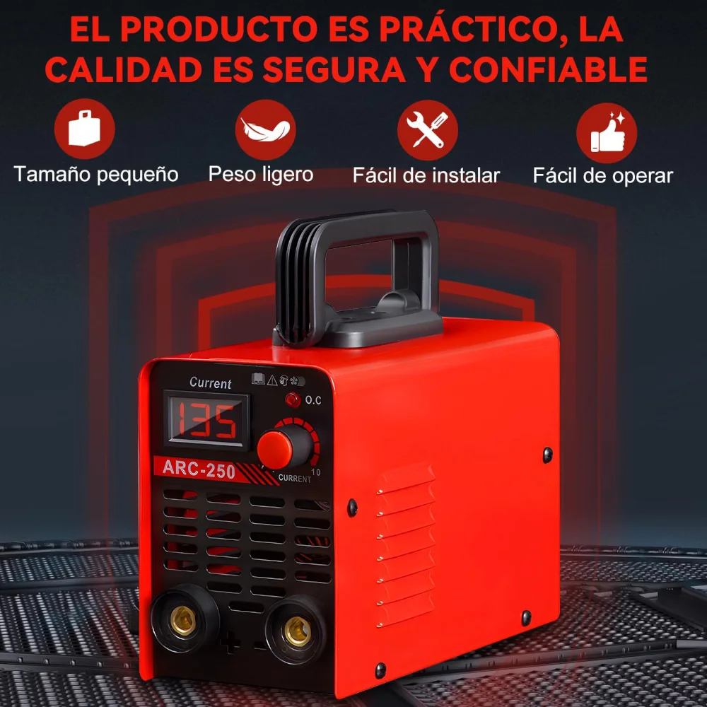 ماكينة لحام عاكس 300 أمبير، محطة لحام إلكترونية، محطة تسخين 110 فولت مع شاشة LCD رقمية، محمولة 250 أمبير، مع أغطية لحام، أقطاب كهربائية، مطارق الخبث، قفازات #2