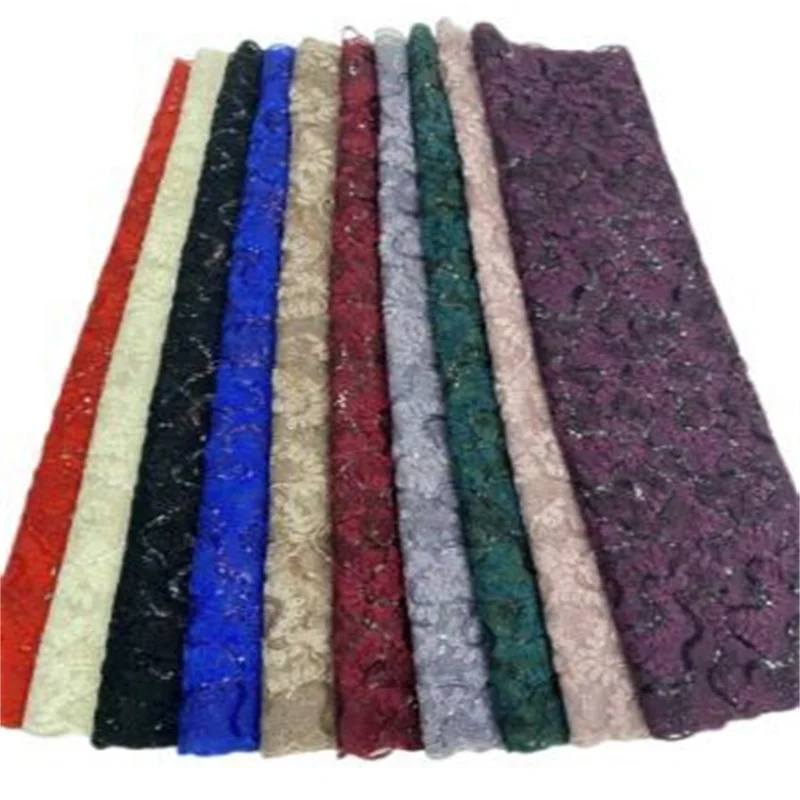 

2023 Newest Design Sequins African Mesh Lace Fabric Embroidery Latest French Tulle Lace Fabric Light SequinedD99-2