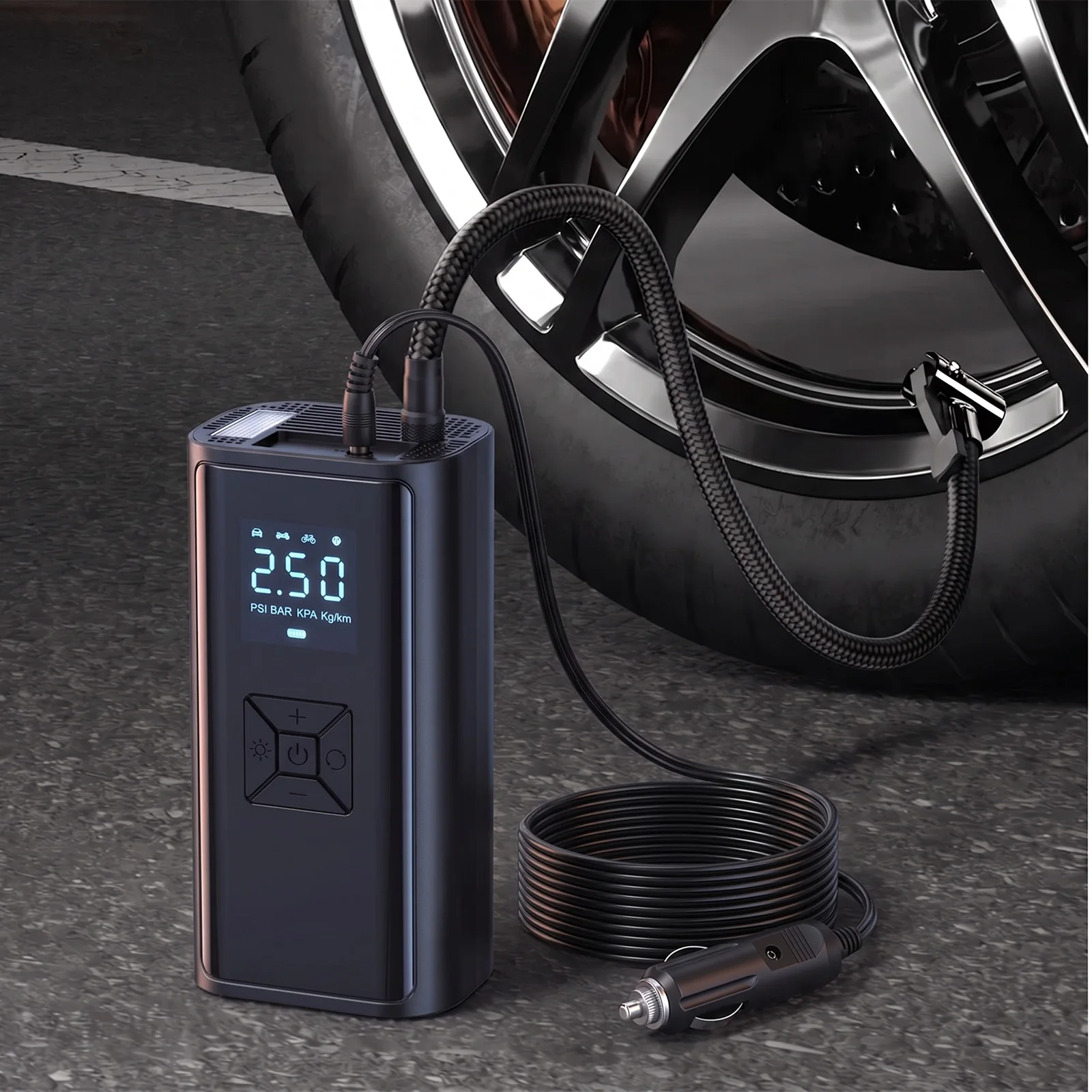 150PSI Electric Tire Pump with LED Light Car Tire Inflator Air Compressor for Car Tires(No Battery)
