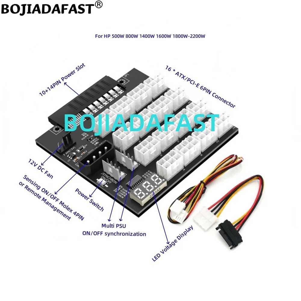 

16-портовый 12 В PCI-E 6-контактный разъем, коммутационная плата, дистанционное управление синхронизацией для сервера HP 800 Вт 1400 Вт 1600 Вт 1800 Вт 2200 Вт