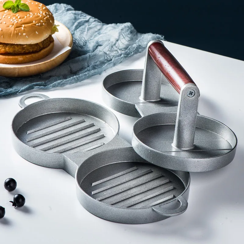 

1 Set of Aluminum Alloy Burger Machine Round Non-stick Cook Mold Patty Meat Beef Barbecue Press