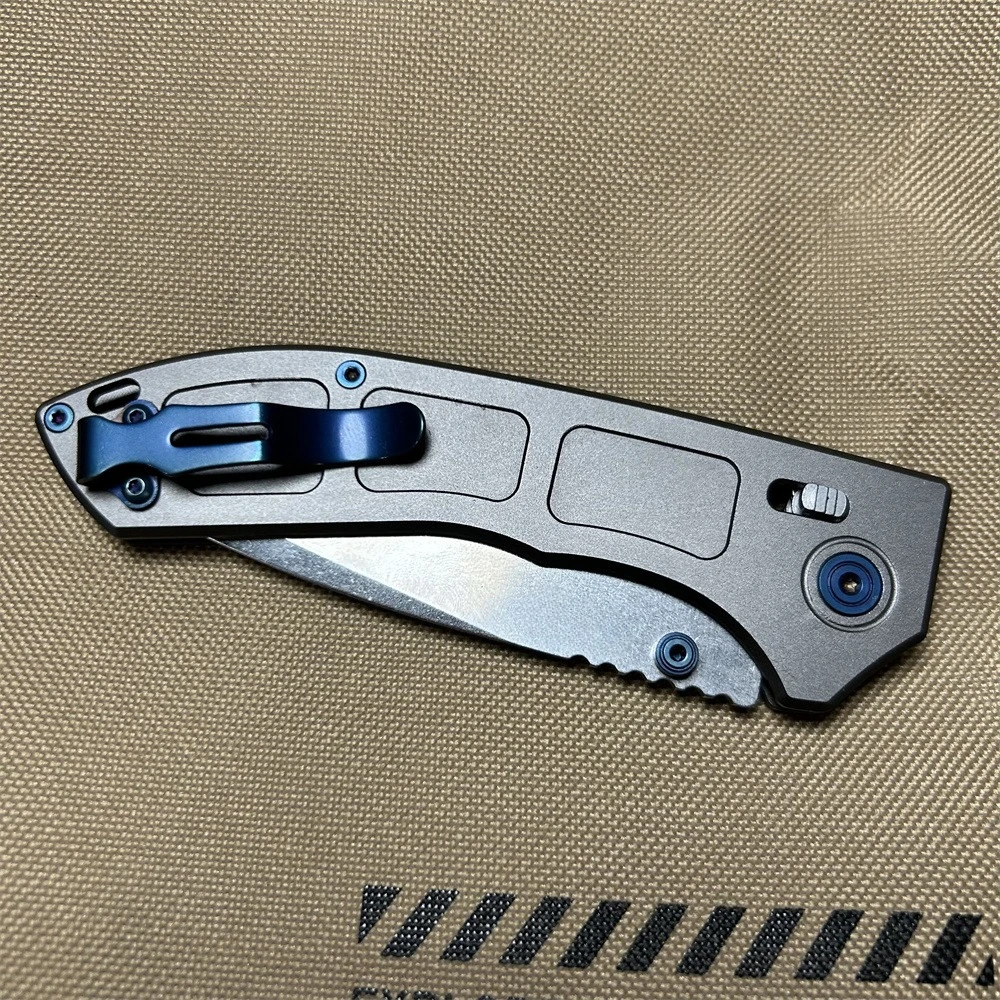 748 المتقدمة D2 شفرة حادة رمادي مقبض ألمونيوم التخييم في الهواء الطلق المحمولة دليل سكين للفرد مع مشبك جيب ، سكين الرجال