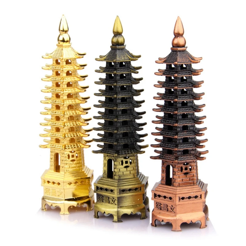 Feng Shui Alloy 3D Model Chinese Wenchang Pagoda Tower Crafts Statue Decoration