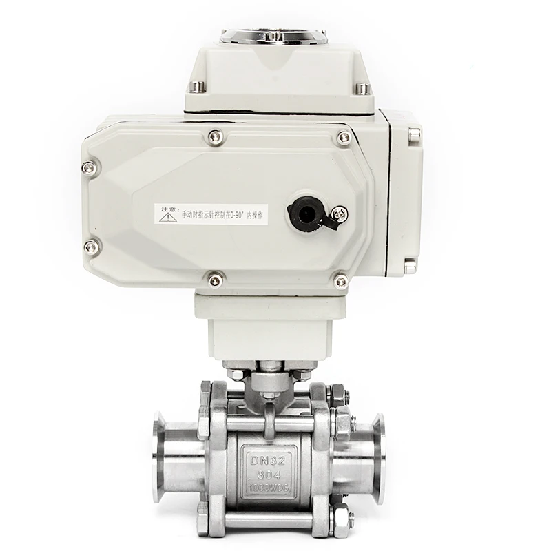DN15 DN20 DN25 DN32 304 Edelstahl Elektrisch Motorisiertes Wasserkugelventil 3PC Tri-Clamp für Sanitär- und Wasserversorgungssysteme – Detail 5