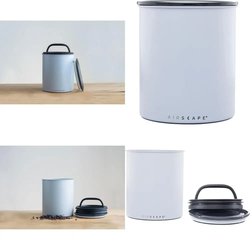 

Oxygen-Free Coffee Storage Container - Patented Plunger Lid, Holds 1kg Coffee Beans, Matte Gray