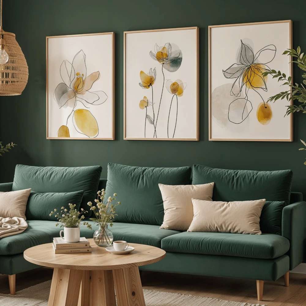 Simple Flowers Vintage-Style Posters Easy Abstract Plant Art Prints Yellow Flower Canvas Artworks Distinctive Gift Room Decor