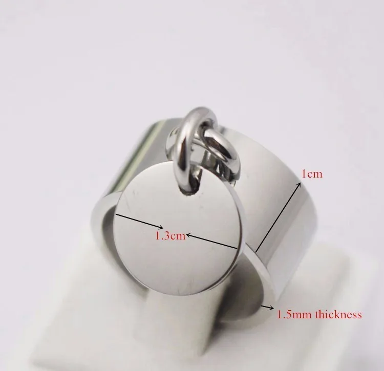 Women Fashion Jewelry Blank Tag Party Ring Silver Color Women Round Pendant Finger Ring Size 7 8 9 10 6 11