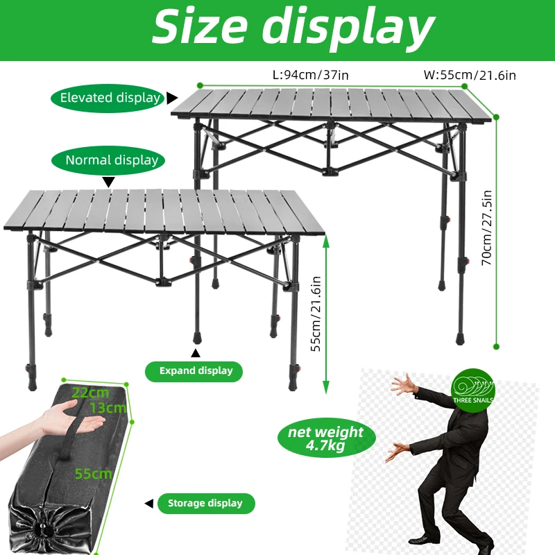 Camping Table Collapsible Folding Outdoor Furniture Barbecue Backpacking Nature Hike Lightweight Equipment Lifting Desk