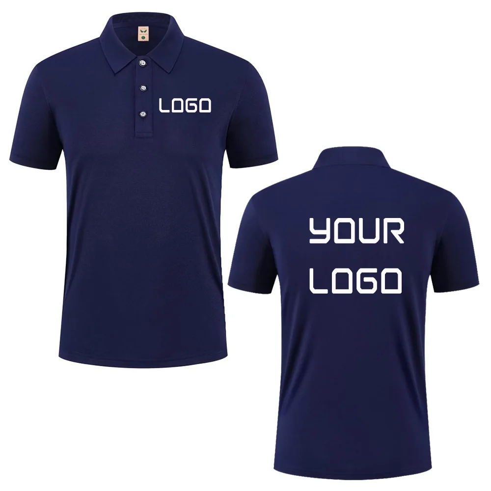 Summer casual polo shirt with custom logo print text image design, breathable workwear short sleeves, polo shirt for men women view 3