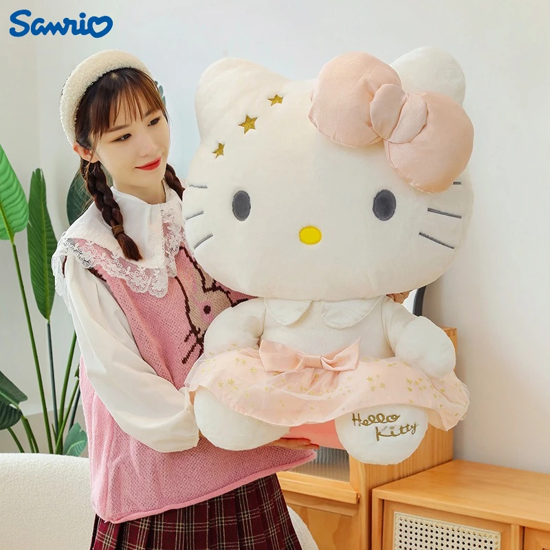 

40/55/70CM Big Size Hello Kitty Princess Dress Plushies Cartoon Anime Peluche Kawaii Comfortable Soft Doll Child Boy Gifts
