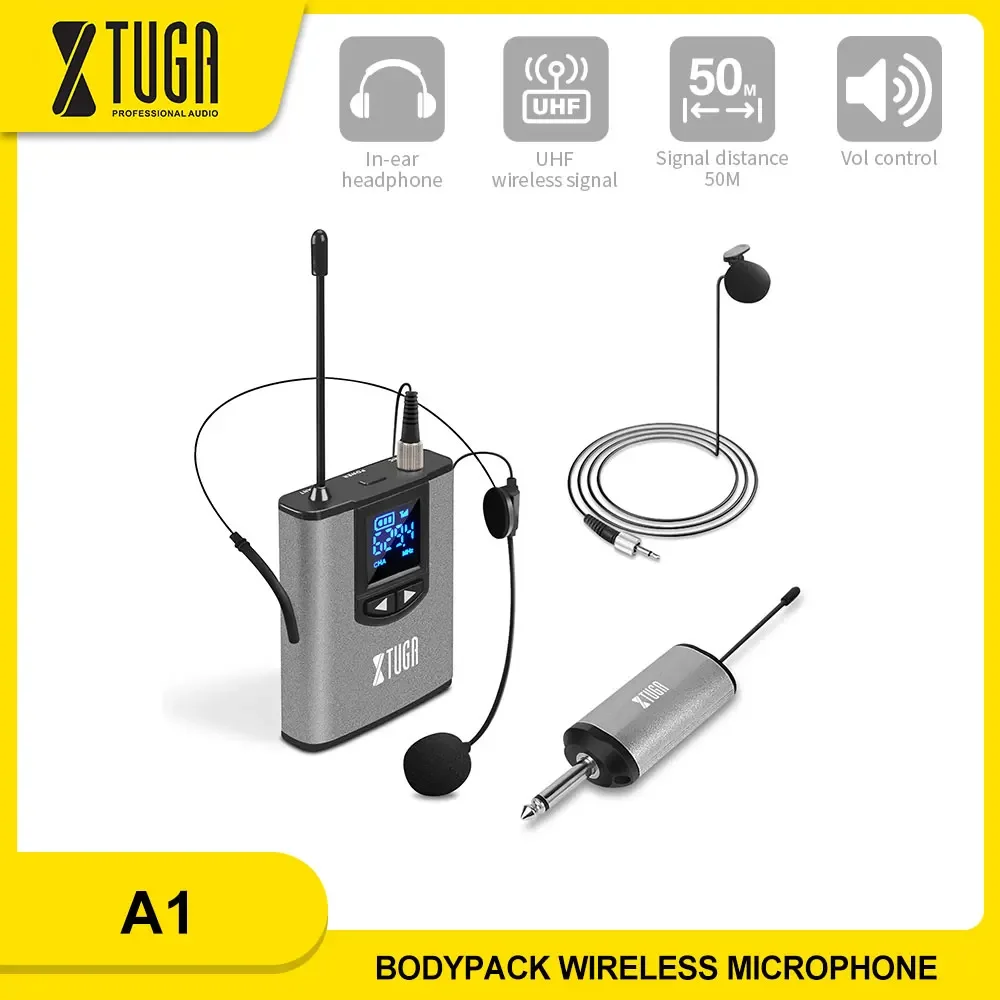 XTUGA A1 UHF Portable Lavalier Microphone Wireless Microphone Waist Bag Transmitter Classroom Teaching Lecture Video Recording