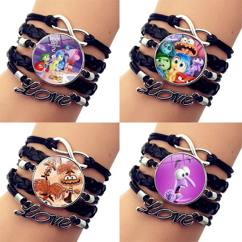 Disney Inside Out Fashion Bracelet Braided Leather Bracelets Riley Disgust Sadness Joy Jewelry Accessor Girls Kids Birthday Gift