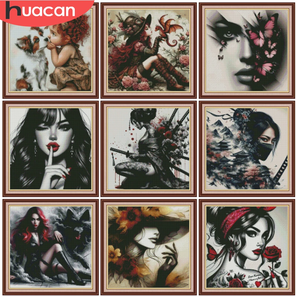 Embroidery Guide Paper - HUACAN Çapraz Nakış Setleri Kadın Portresi