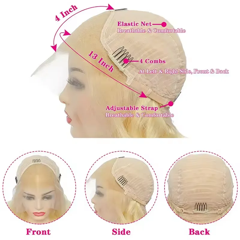 613 شقراء قصيرة بوب شعر مستعار الدانتيل الشفاف الجبهة خصلات الشعر المستعار الإنسان مستقيم 13X4 شقراء ملونة قطع الدانتيل شعر مستعار أمامي #6