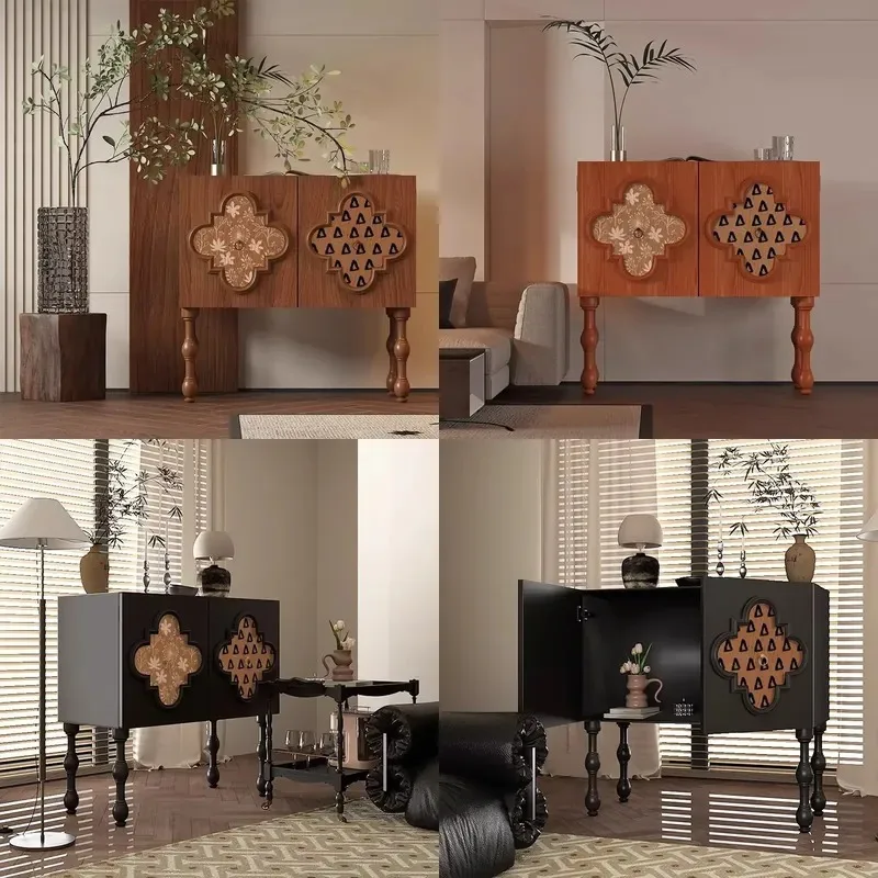 French solid wood porch locker household living room dining room porch wall-mounted retro storage rack cabinet