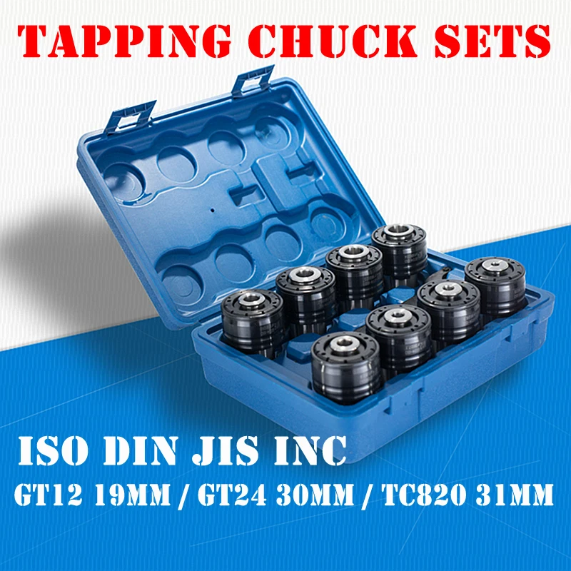 GT12 GT24 TC82 Tapping Chuck Sets ISO DIN JIS Drill Clamp Collet 0 M3 M4 M5 M6-8 M10 M12 M14 M16 M18 M22 M24 Overload Protection