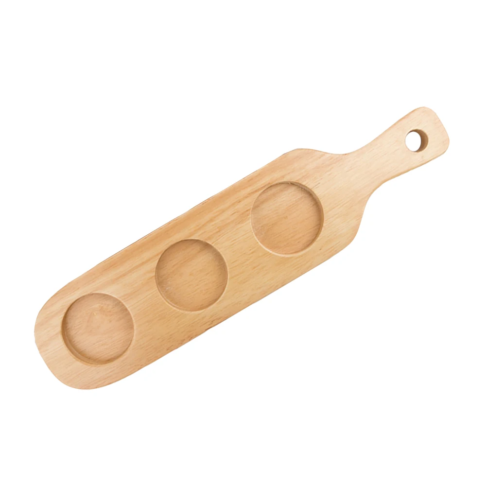 

1pc Wooden Cup Holder Tray Three Slots Waterproof Sturdy Mat Thickened Design Serving Bar KTV Commercial Use Wooden Coasters