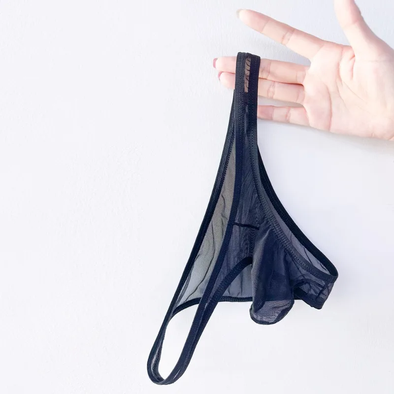 Men's Mesh Underwear Sexy Perspective Ultra-Thin Briefs Breathable Low Waist Pouch Transparent Seamless Invisible Underpants