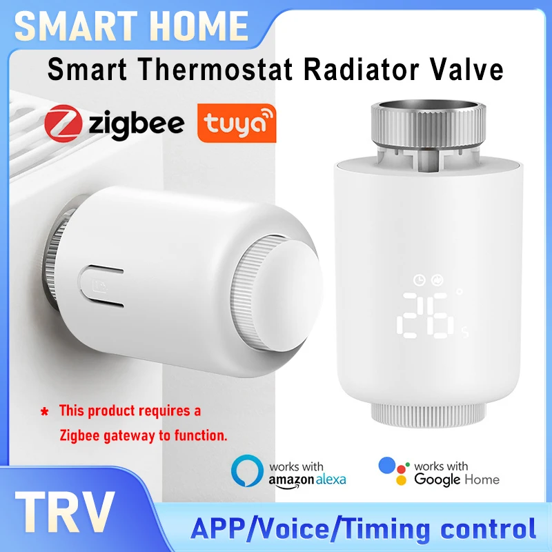 

Tuya Smart Zigbee Thermostat Valve,App & Voice Remote, Alexa/Google Home Compatible, Easy DIY Installation for Radiator Heating