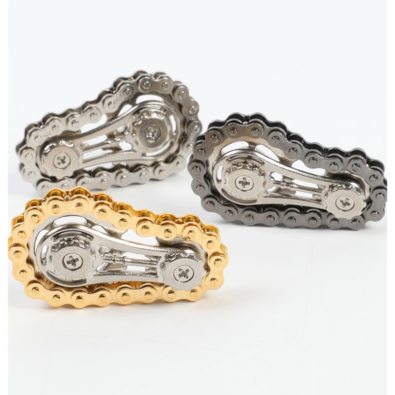 Volant d'inertie mécanique à dents de chaîne, Fidget Spinner, anti-stress, anxiété, chaînes de vélo en métal, jouets Spinner pour enfants et adultes, jouet à main