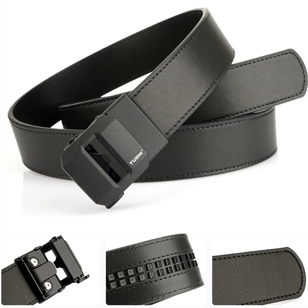 TUSHI Neue Leder Taktische Gürtel Luxus Automatische Schnalle Gürtel für Männer Gürtel Designer Gürtel Männer Hohe Qualität IPSC Gürtel Männlich Schwarz – Detail 12