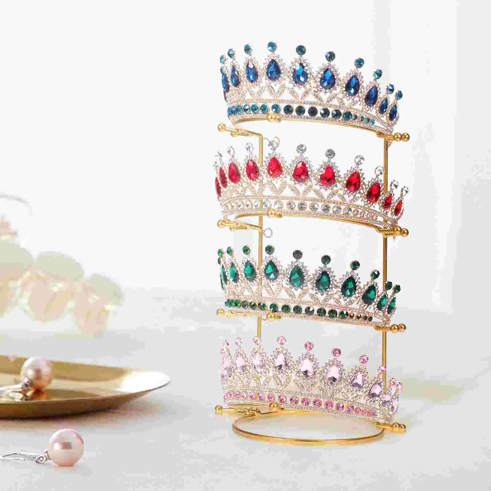 Prom Crown Headband Display Stand Desktop Rack Leaf Golden Zinc Alloy Organizer Man