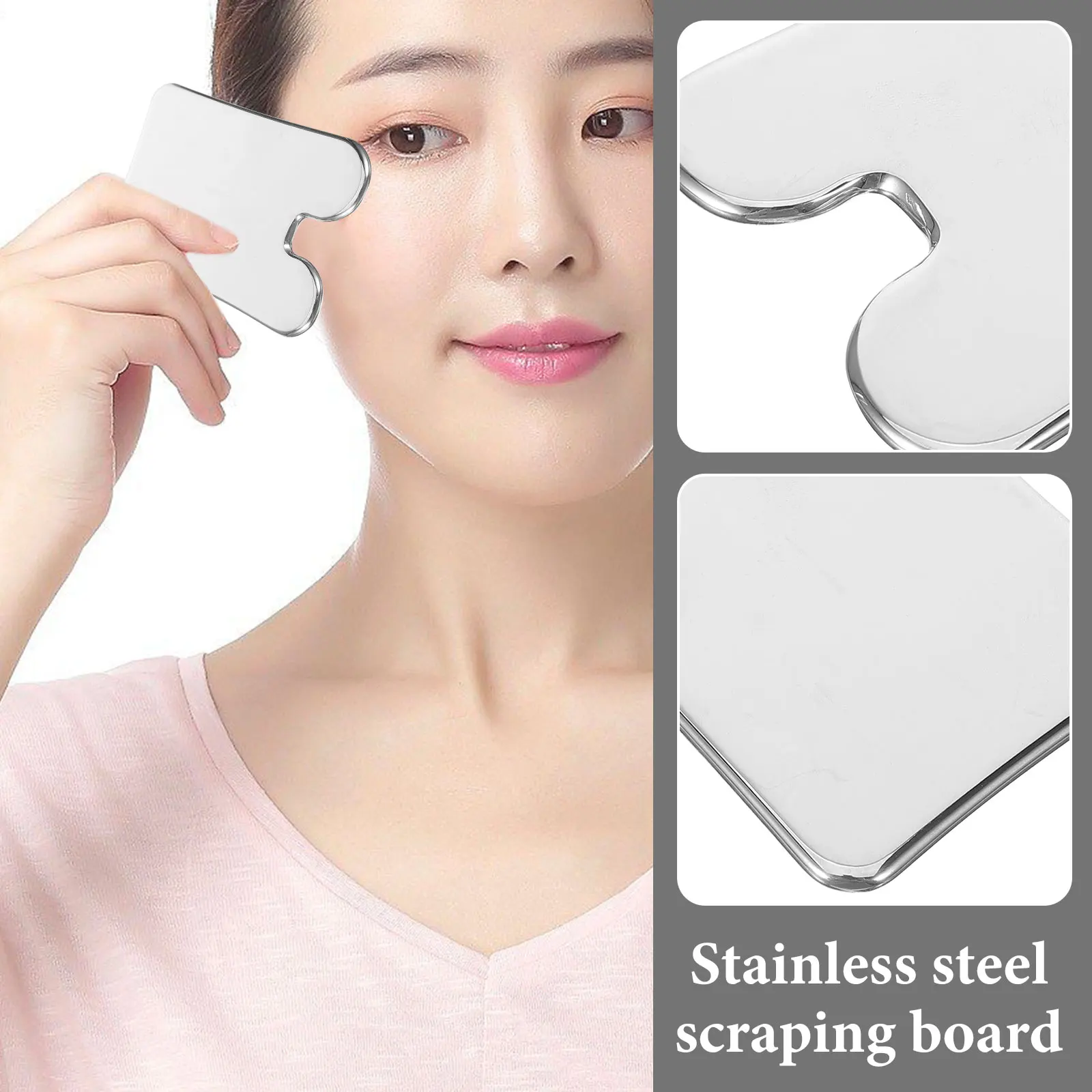 

Stainless Steel Face Scraping Board Gua Sha Tool Ergonomic Design Relieves Facial Fatigue Face Massager Tool Gua Sha