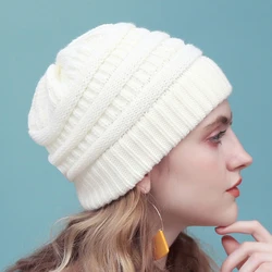 Gorros de punto de 25 colores para mujer, gorro elástico suave y grueso, cálido, a la moda, regalo de invierno