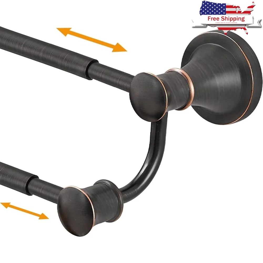 

Adjustable Retractable Stainless Steel Towel Bar Dual Pole Design Easy Installation Bath Accessories Hotel Bathroom Storage