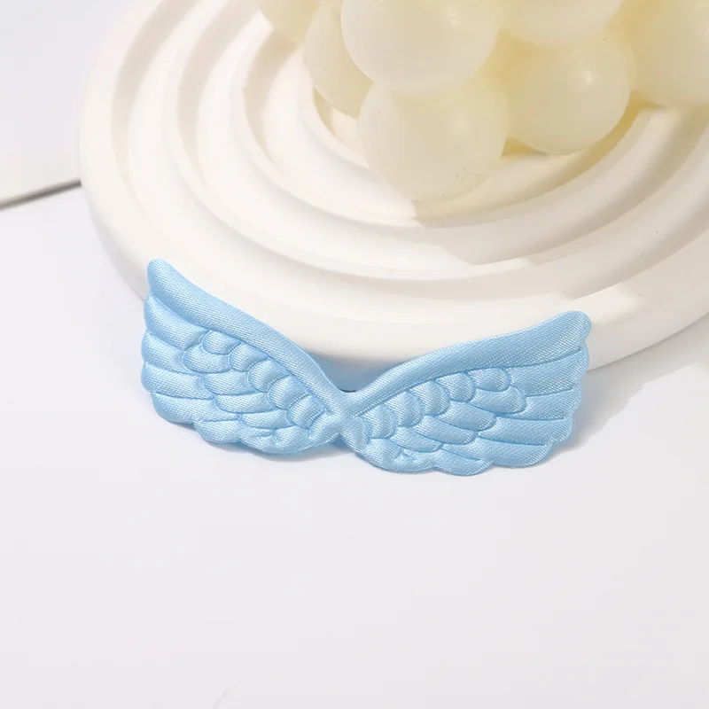 80 Stück 6,5*2CM Satin-Engelsflügel-Applikationen zum Aufnähen für DIY Haarspangen-Zubehör, Stofftaschen, Geschenkverpackungen, Dekoration – Detail 3