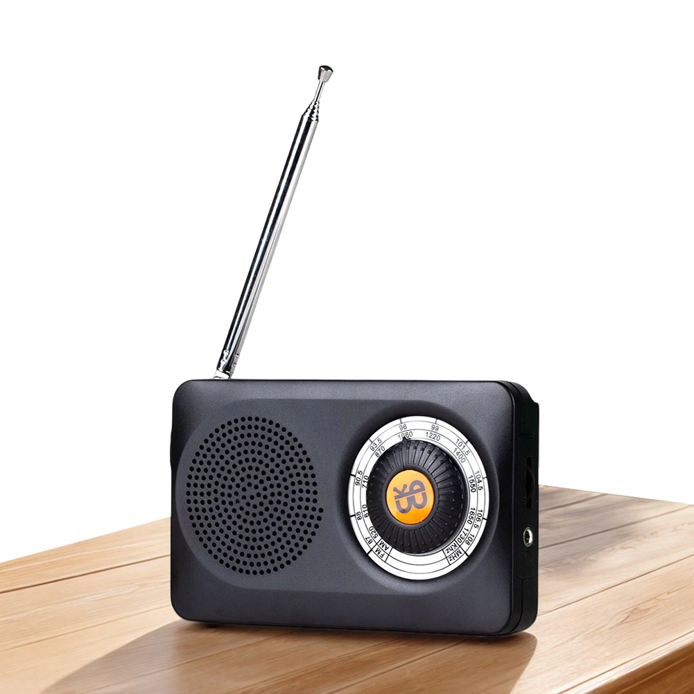 Portable Radio Telescopic Antenna Pocket Radio with Loud Speaker Headphone Jack Battery Operated Radio for Walking Camping