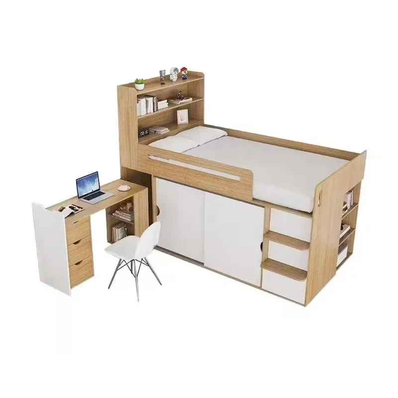 

Small apartment storage integrated adult half-height with wardrobe desk boys and girls bed half-height bed
