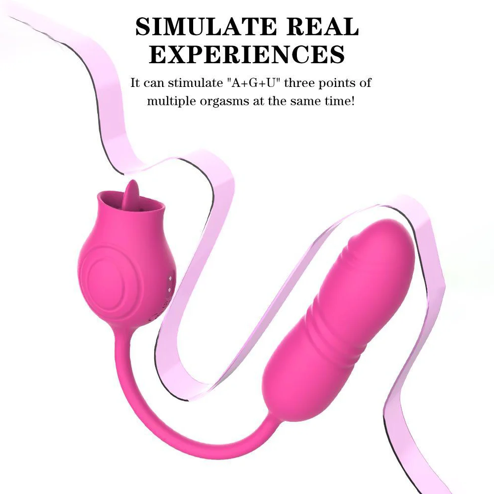  Thrusting Vibrator for Women Rose-Toy Tongue Licking Vaginal Massage Female Dildo Vibrating Egg Sex Toy For Women JoinJJtoy