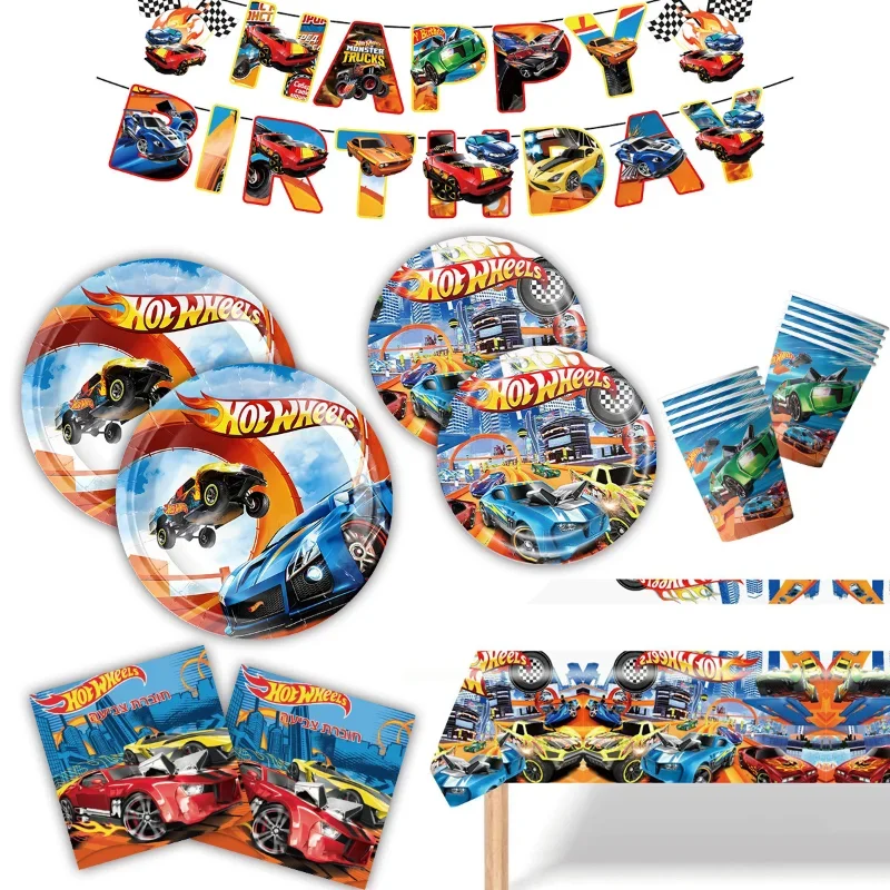 Blaze Monster Balloons Happy Birthday Banner Party Decorations Machines Racing Racecar Cake Toppers Car Disposable Tableware