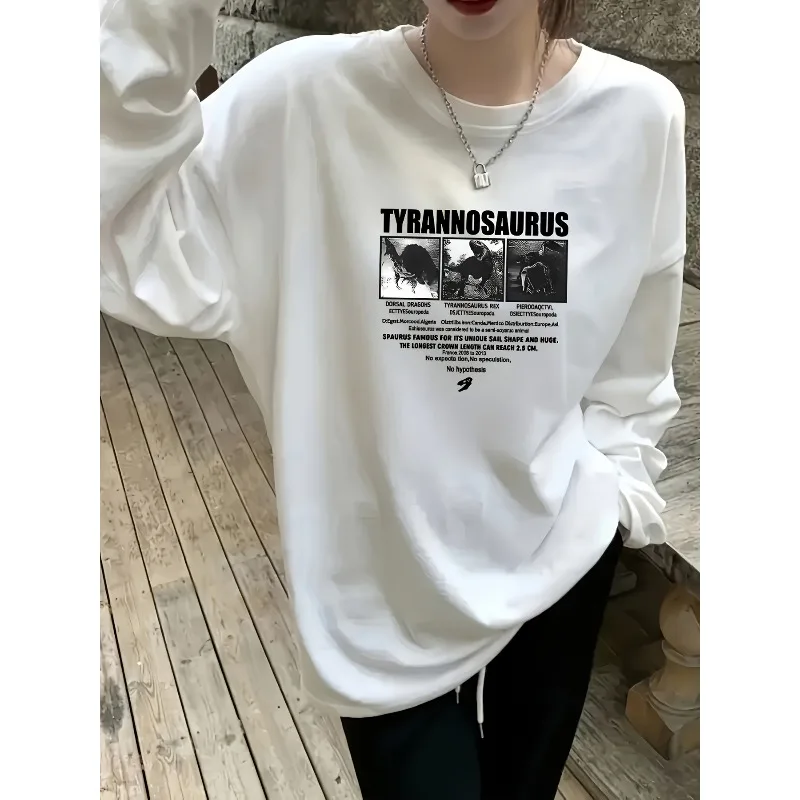 New Women'S Long-Sleeve Printed T-Shirt, a Trendy Loose Top for Early Autumn And Spring
